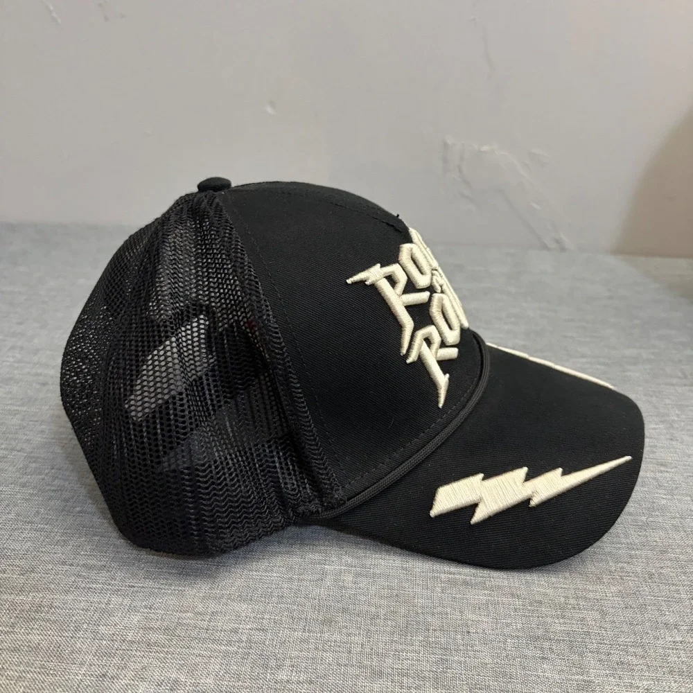 American Needle Trucker Hat Mens OSFA‎ Blk Rock & Roll Hall of Fame Y2K Mesh Cap